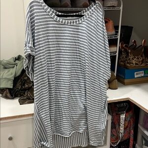 Jane and Delancey Blue and White Striped Blouse